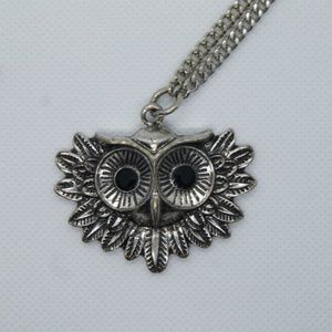 Silver tone chain necklace with owl pendant